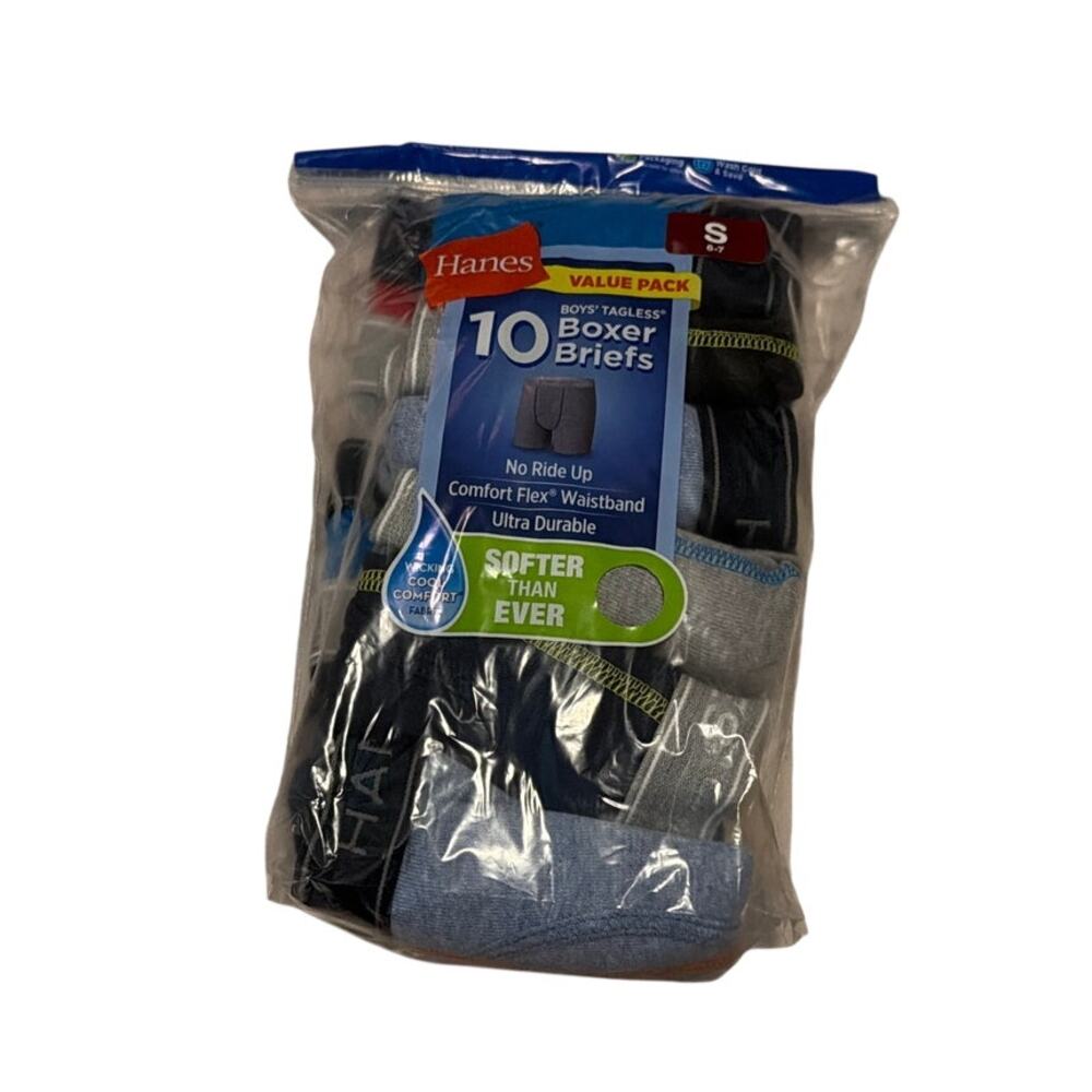 Hanes Boxer Briefs 10 Pack Boys Size 6/7 Value Pack Comfort Flex Durable